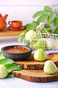 High angle view of food on table