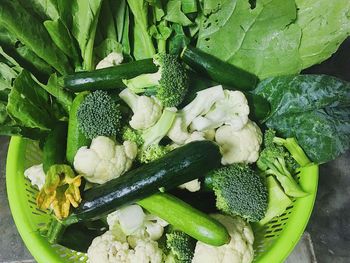 High angle view of vegetables in basket