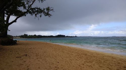 Scenic view of beach against sky