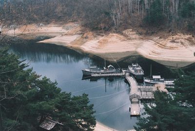 High angle view of bridge over river