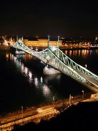 Bridge over river at night