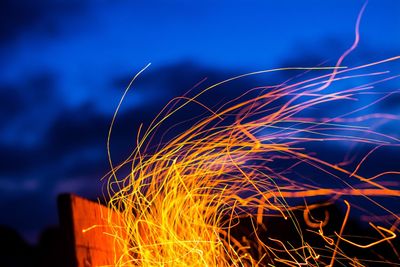 Close-up of illuminated light painting at night