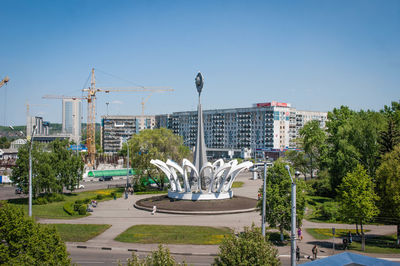 View of buildings against clear sky