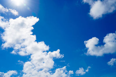 Low angle view of clouds in blue sky