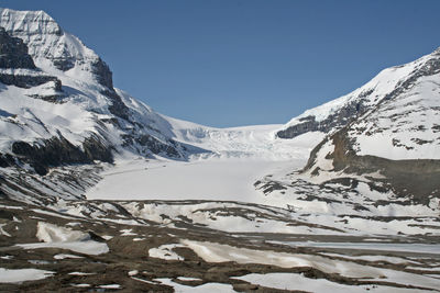 Scenic view of mountains against clear sky