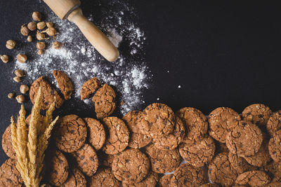 High angle view of cookies