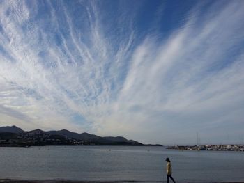 Scenic view of sea against sky at llanca