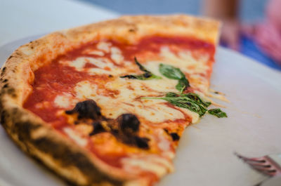 Close-up of pizza on table