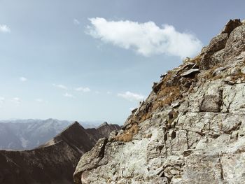 Low angle view of mountains against sky