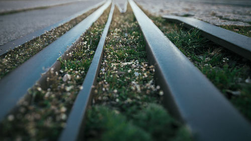 Close-up of railroad tracks