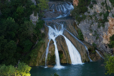 Scenic view of waterfall in forest