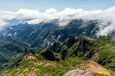 Scenic view of mountains against sky