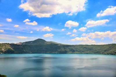 Scenic view of sea against cloudy sky