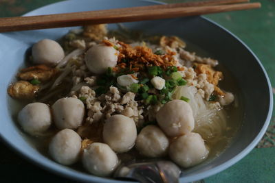 Close-up of food in bowl on table