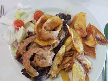 Close-up of food served in plate