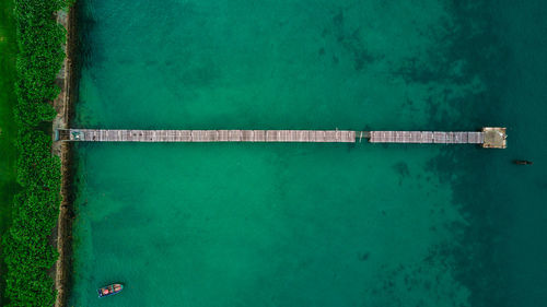 High angle view of boat in water