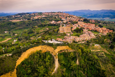 High angle view of townscape against sky