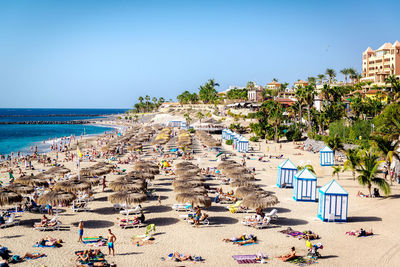 High angle view of people at beach