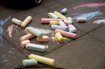 High angle view of cigarette on table