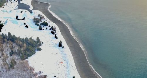 High angle view of beach during winter