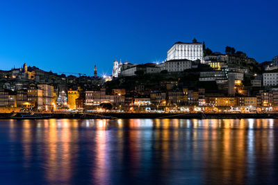 Illuminated buildings at waterfront