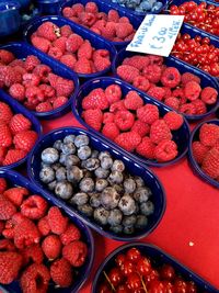 High angle view of fruits for sale in market