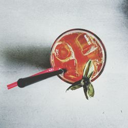 Close-up of red object on table