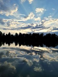 Reflection of trees in calm lake