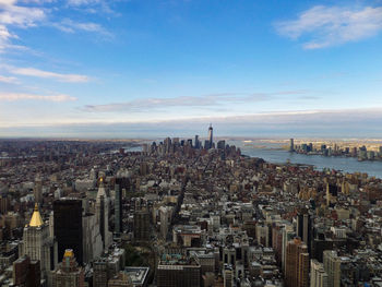 High angle view of cityscape against sky