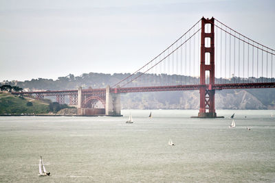 Suspension bridge over river