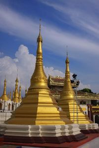 Low angle view of pagoda against sky