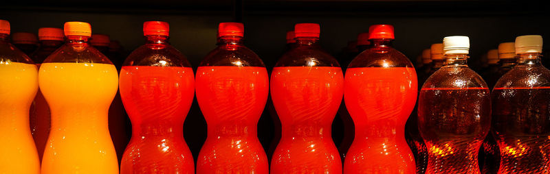 Close-up of glass bottles