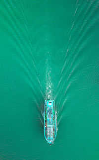 High angle view of ship in sea