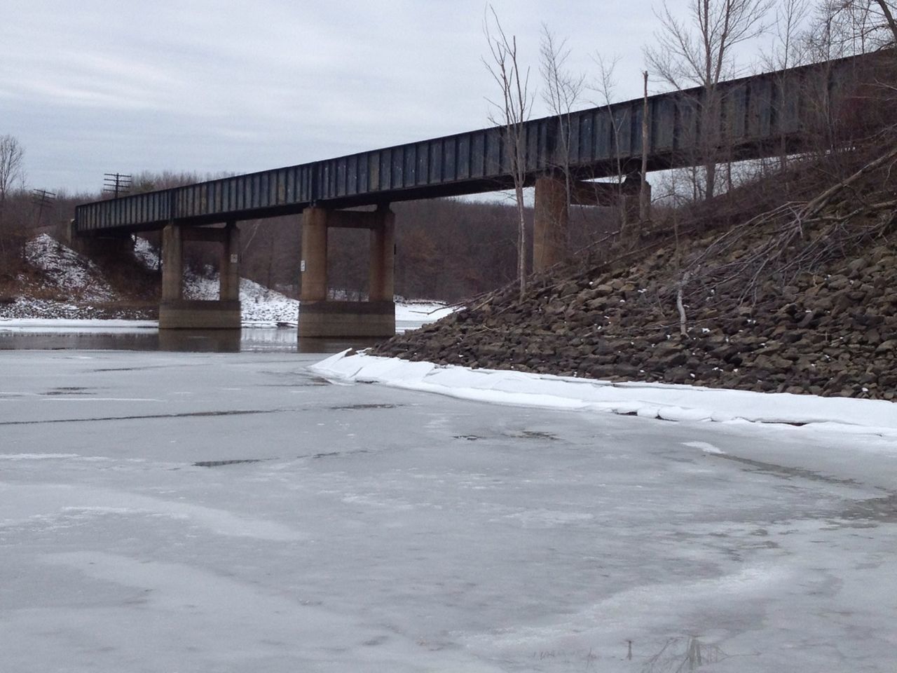 snow, winter, cold temperature, connection, bridge - man made structure, built structure, architecture, weather, season, sky, frozen, covering, river, tree, nature, bridge, bare tree, landscape, tranquility, railing