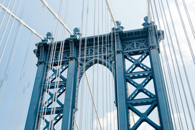 Low angle view of suspension bridge