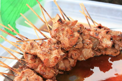 Close-up of meat in plate