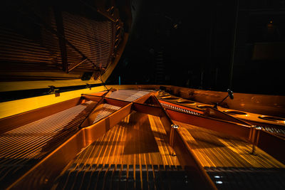 High angle view of piano at home