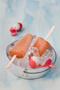 Close-up of dessert on table