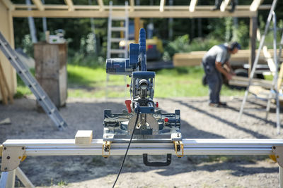 Circular saw on building site