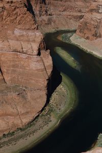 High angle view of rock formation in river