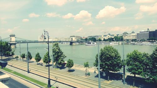 View of river with buildings in background