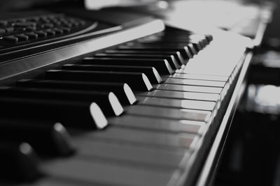 Close-up of piano keys