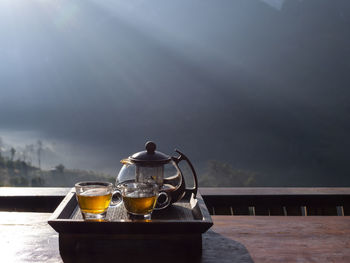 Jasmine tea drink with morning light