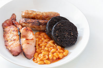 High angle view of breakfast served in plate