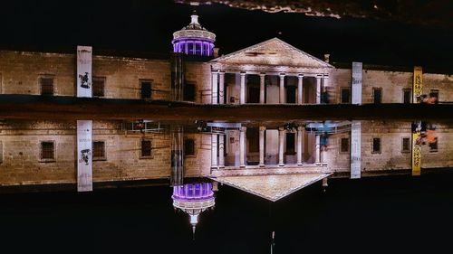 City lit up at night