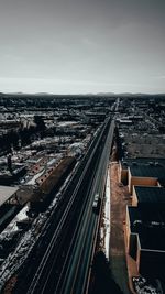 High angle view of street amidst buildings in city