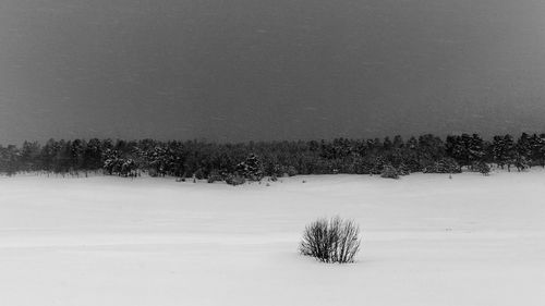 Scenic view of frozen landscape against sky