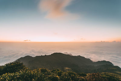 Scenic view of sea against sky during sunset