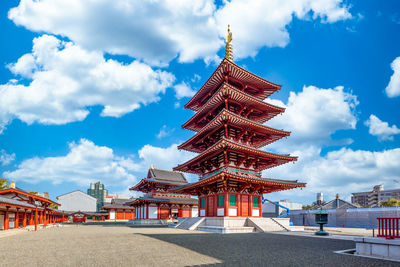 View of pagoda against cloudy sky