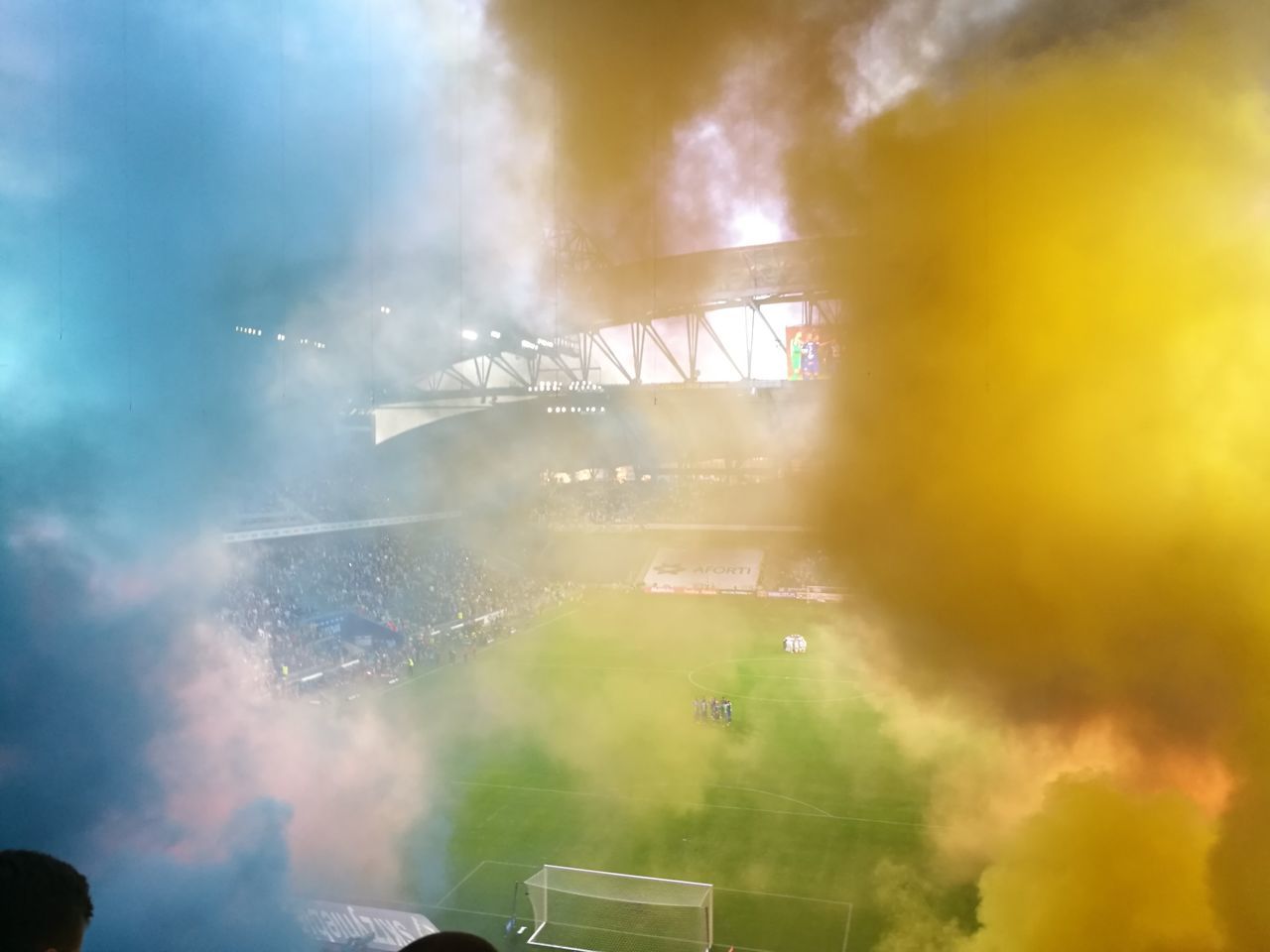 smoke - physical structure, sky, cloud - sky, outdoors, day, stadium, nature, crowd, real people, architecture, beauty in nature